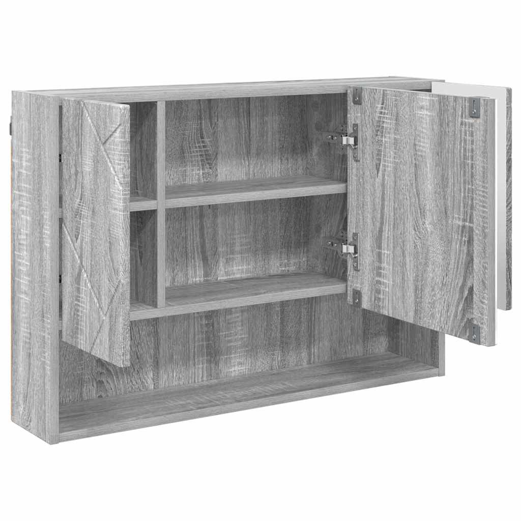 Badezimmermöbel-Set 3 pcs Graues Sonoma Sperrholz und Metall