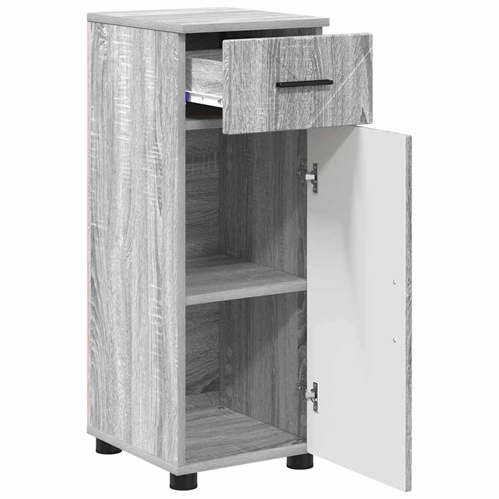 Badezimmermöbel-Set 3 pcs Graues Sonoma Sperrholz und Metall