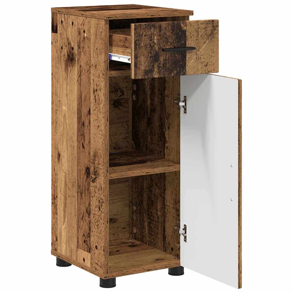 Badezimmermöbel-Set mit Tür 3 pcs Altholz Sperrholz und Metall