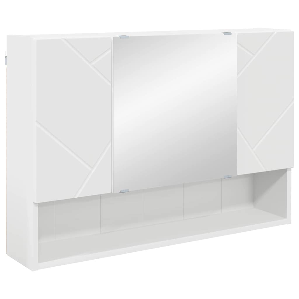 Badezimmermöbel-Set mit Regal 4 pcs Weiß Sperrholz und Metall