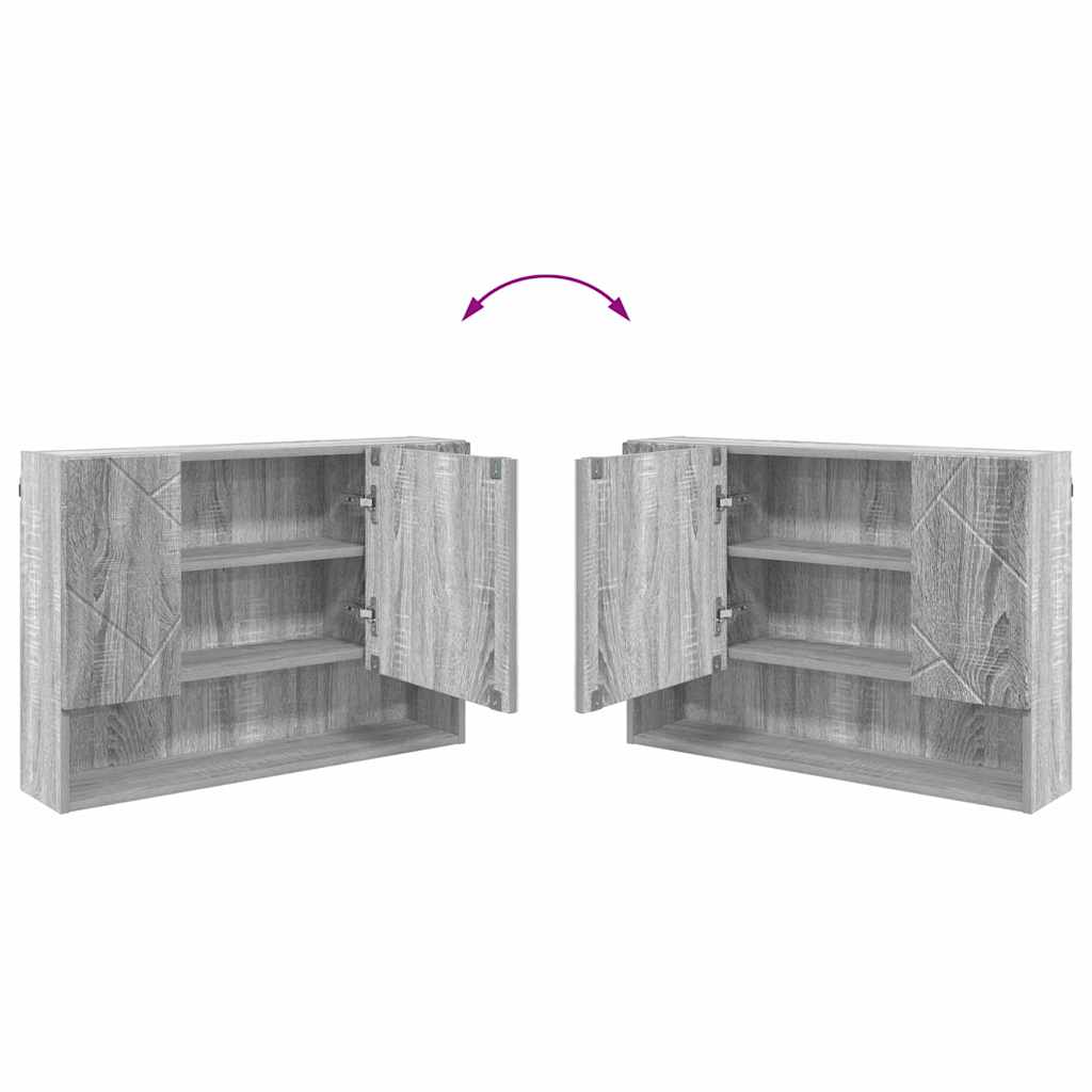 Badezimmermöbel-Set 4 pcs Graues Sonoma Sperrholz und Metall