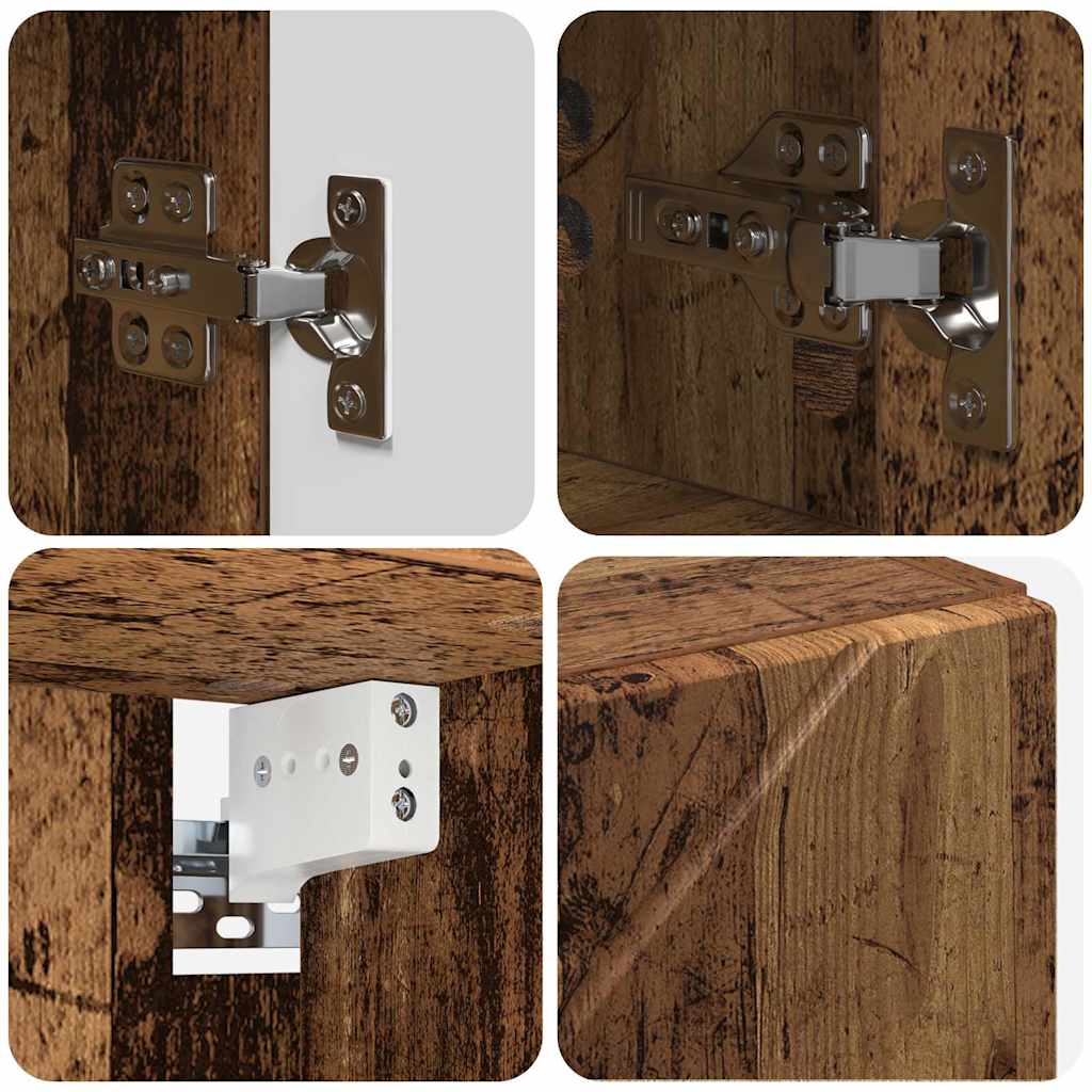 Badezimmermöbel-Set mit Tür 4 pcs Altholz Sperrholz und Metall