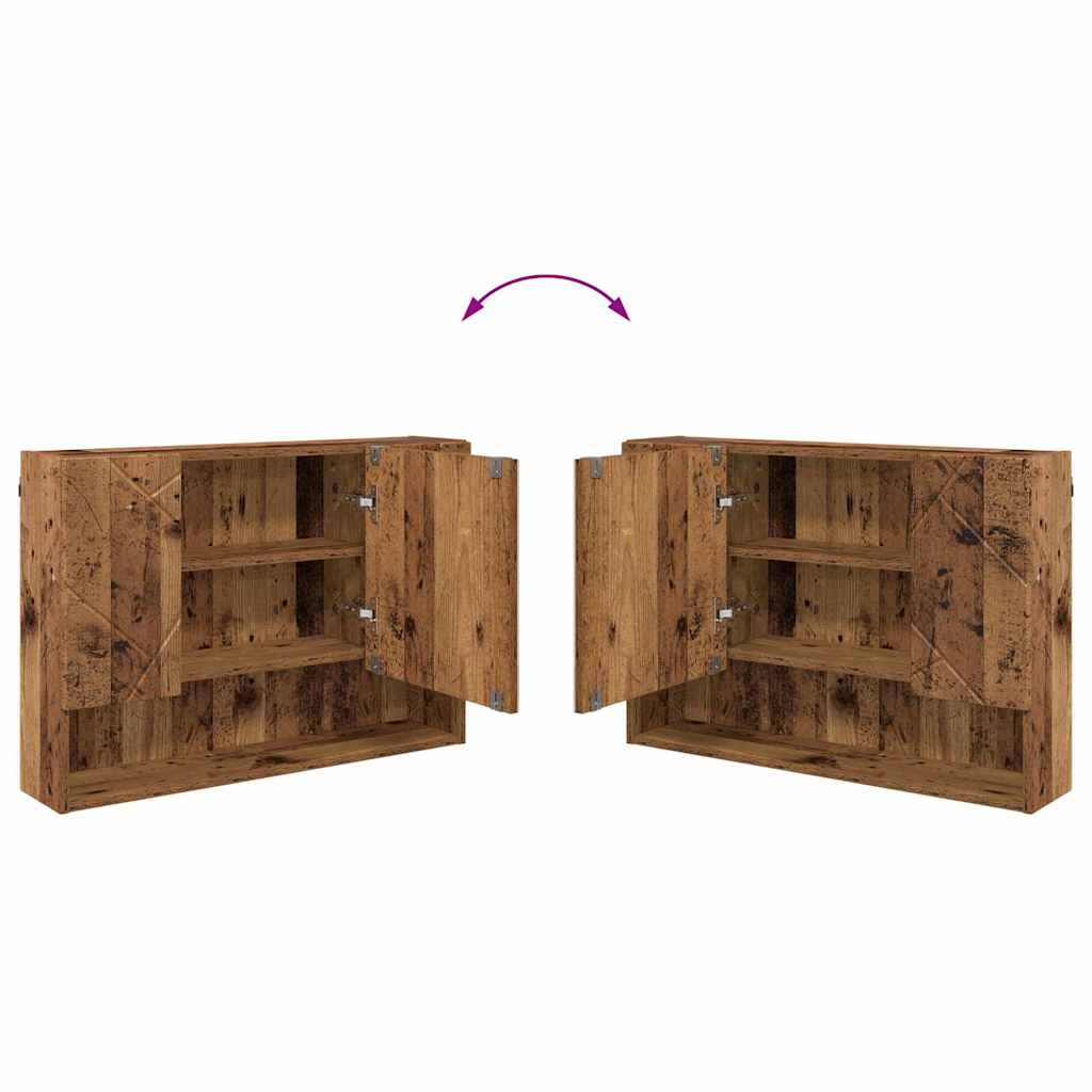 Badezimmermöbel-Set mit Tür 4 pcs Altholz Sperrholz und Metall