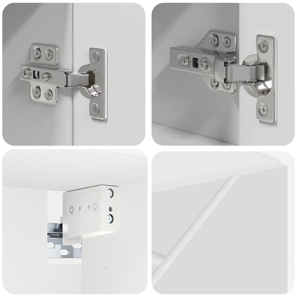 Badezimmermöbel-Set mit Regal 4 pcs Weiß Sperrholz und Metall