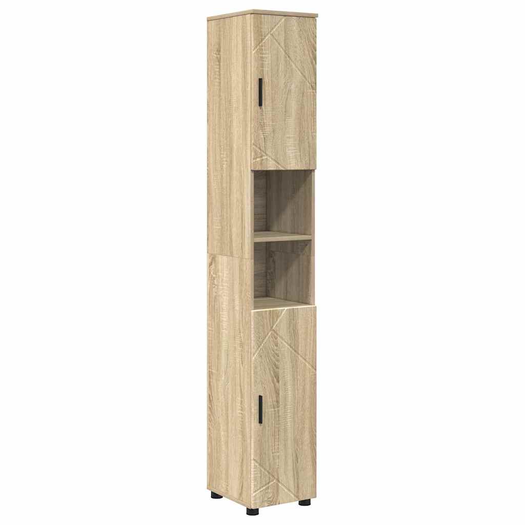 Badezimmermöbel-Set 4 pcs Sonoma-Eiche Sperrholz und Metall