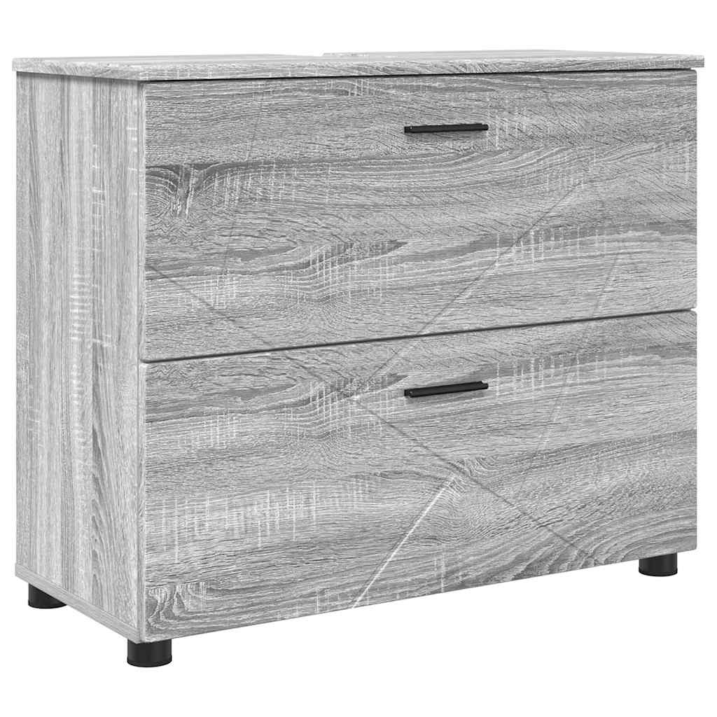 Badezimmermöbel-Set 4 pcs Graues Sonoma Sperrholz und Metall