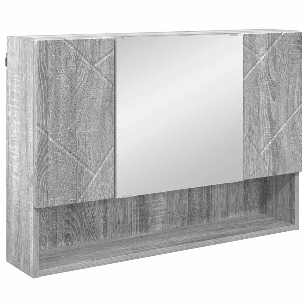 Badezimmermöbel-Set 4 pcs Graues Sonoma Sperrholz und Metall