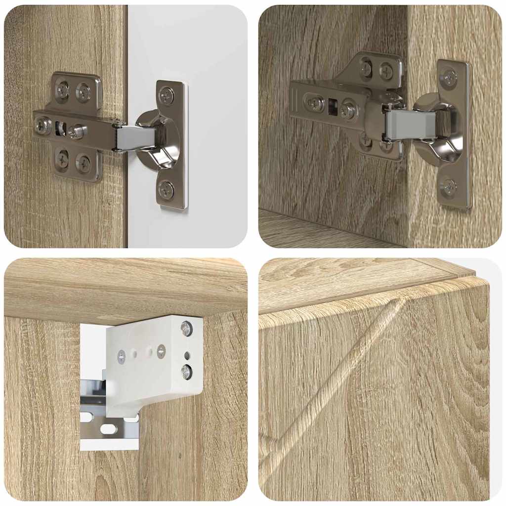 Badezimmermöbel-Set 5 pcs Sonoma-Eiche Sperrholz und Metall