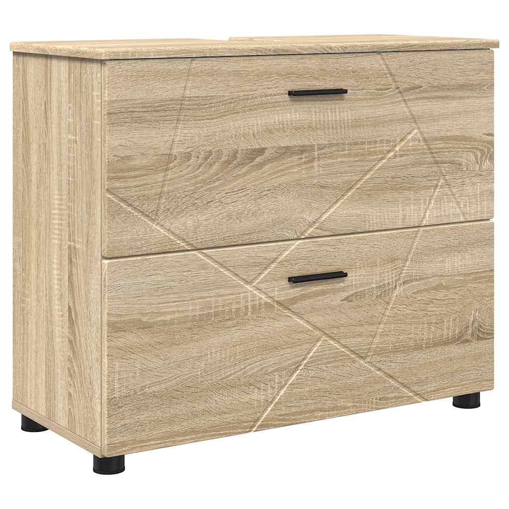 Badezimmermöbel-Set 5 pcs Sonoma-Eiche Sperrholz und Metall