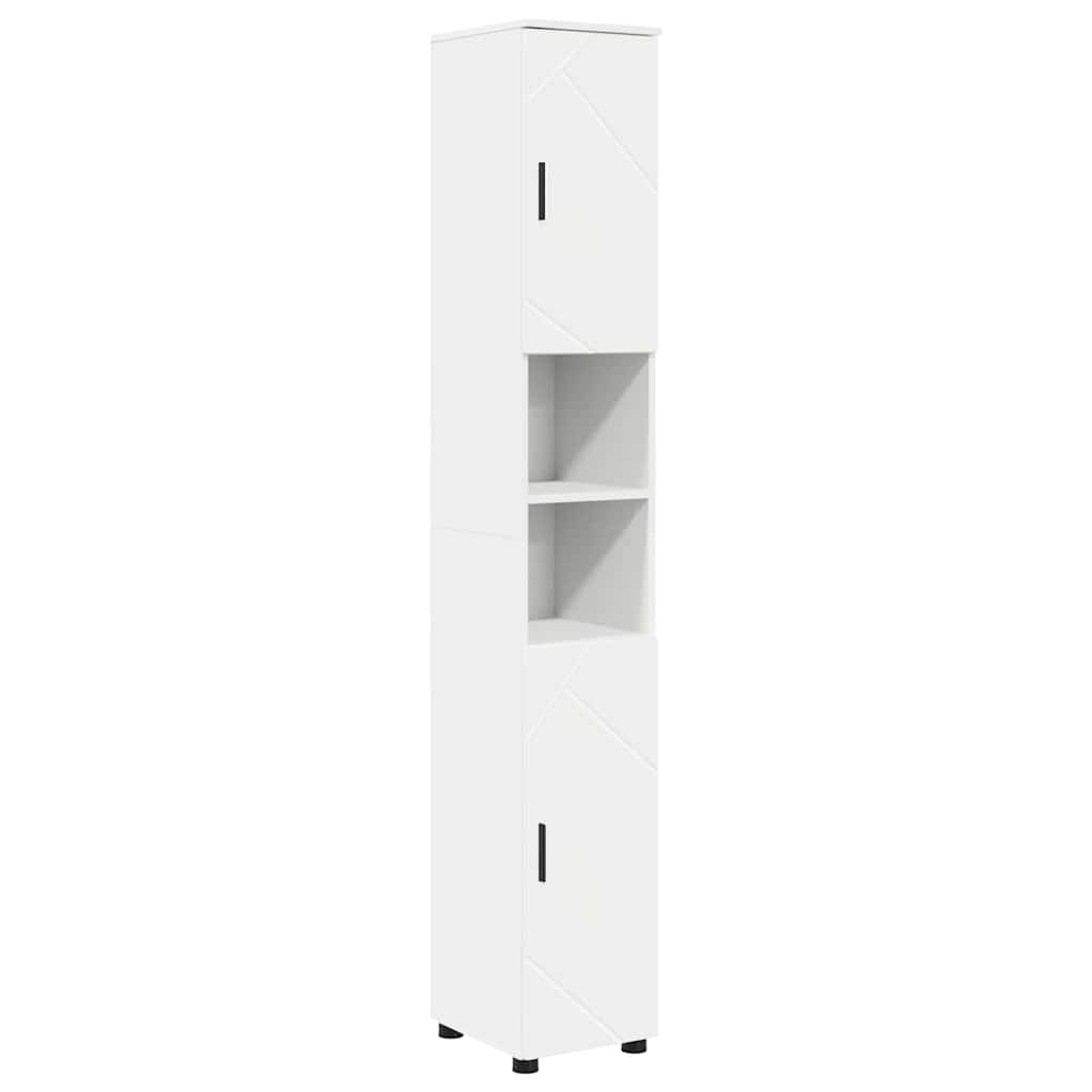 Badezimmermöbel-Set mit Regal 5 pcs Weiß Sperrholz und Metall