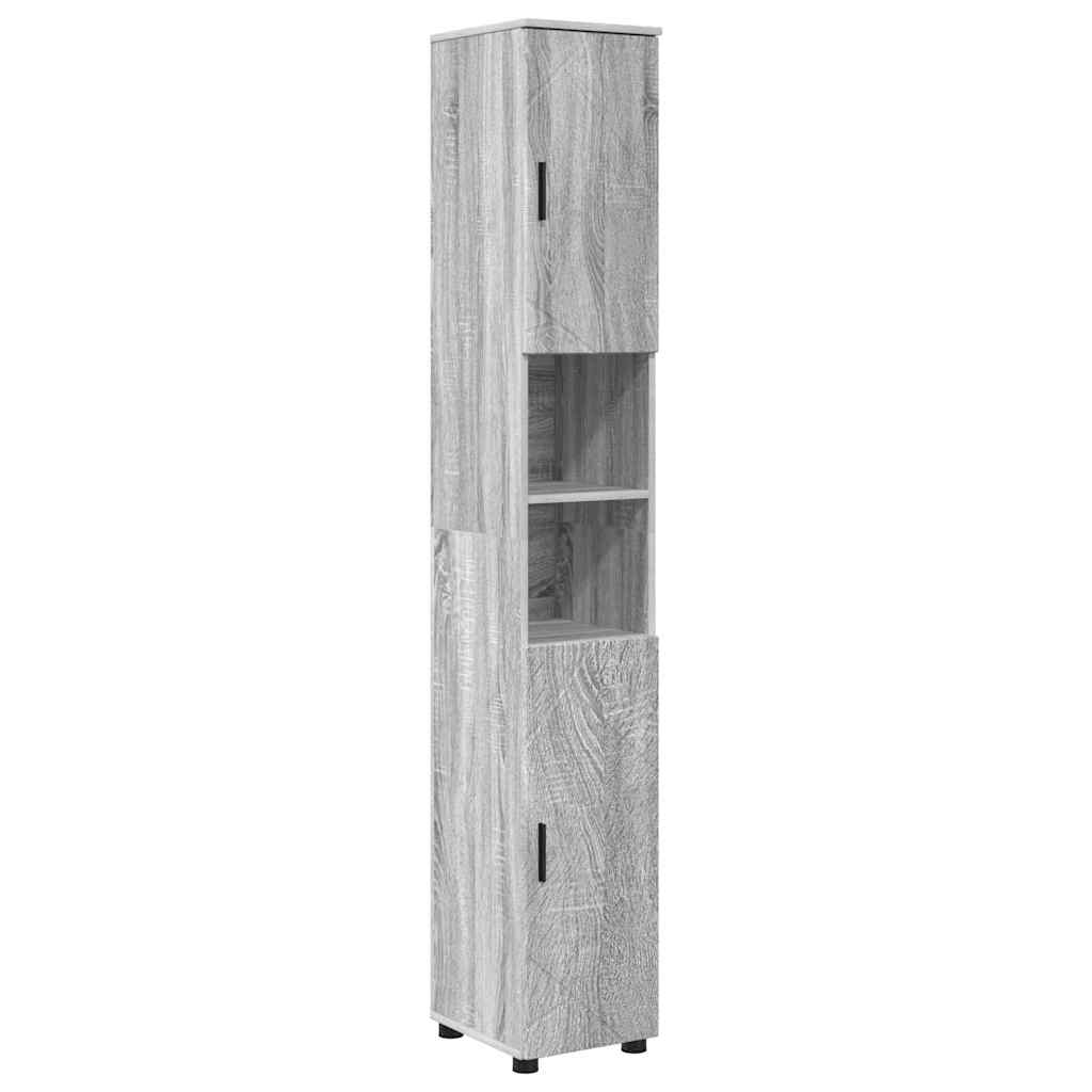Badezimmermöbel-Set 5 pcs Graues Sonoma Sperrholz und Metall