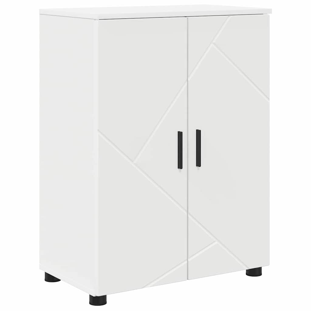 Badezimmermöbel-Set mit Regal 4 pcs Weiß Sperrholz und Metall