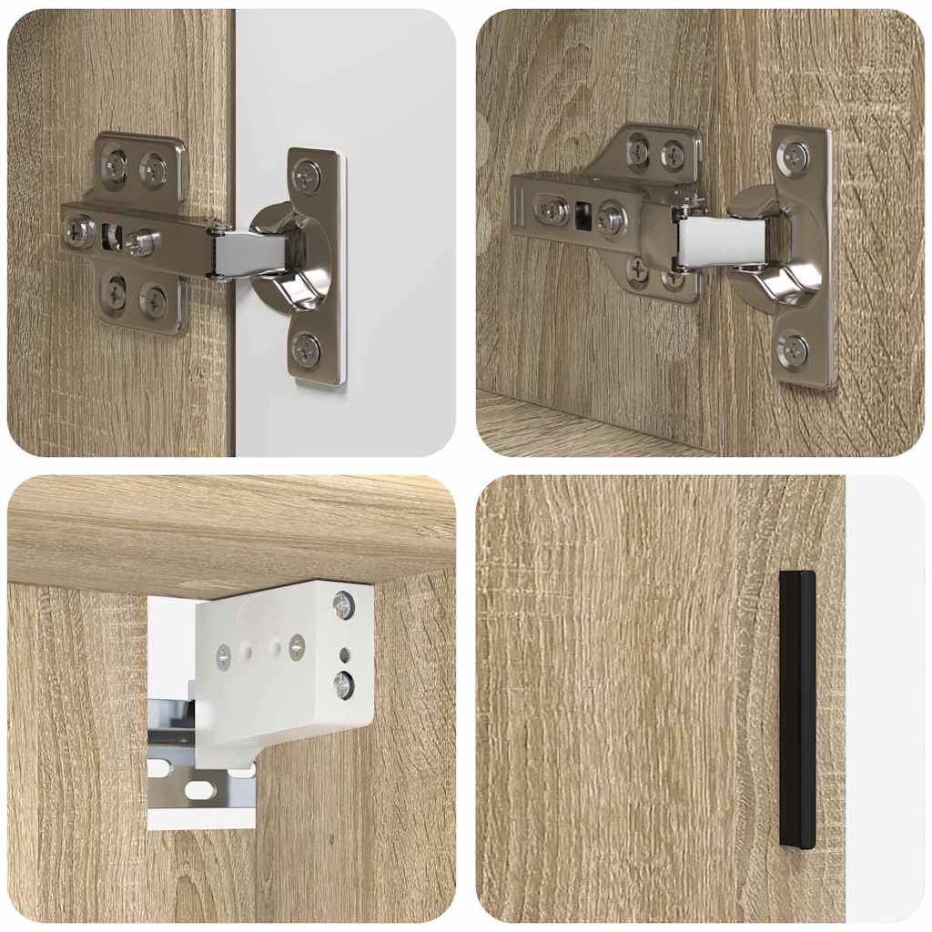 Badezimmermöbel-Set 4 pcs Sonoma-Eiche Sperrholz und Metall