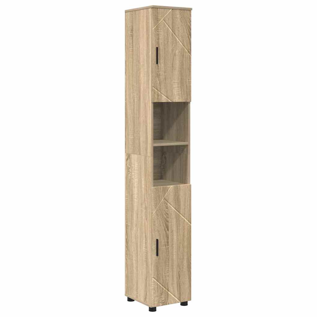 Badezimmermöbel-Set 4 pcs Sonoma-Eiche Sperrholz und Metall