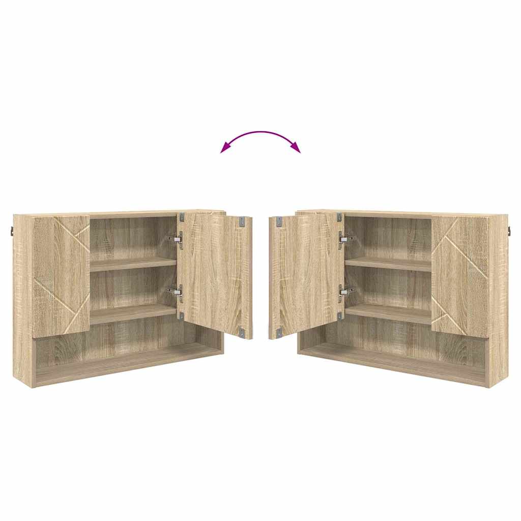 Badezimmermöbel-Set 4 pcs Sonoma-Eiche Sperrholz und Metall