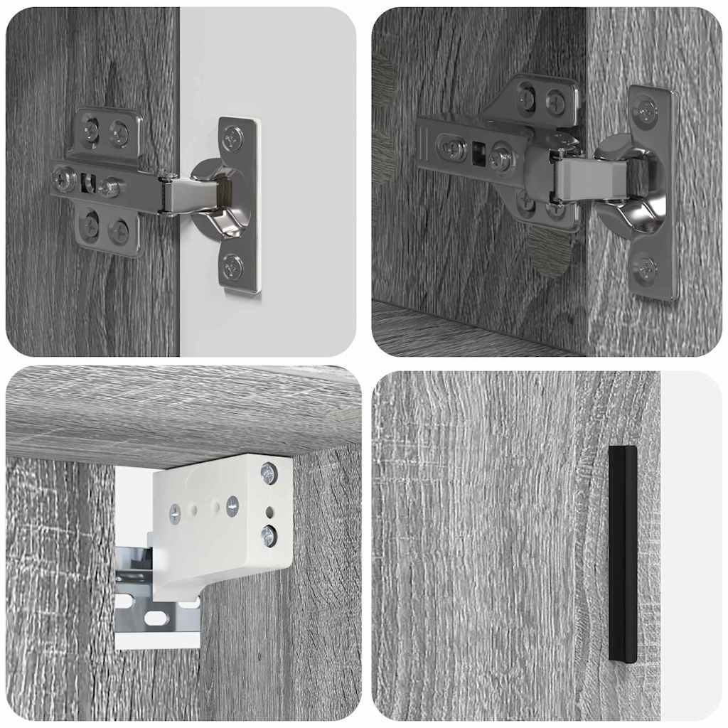 Badezimmermöbel-Set 4 pcs Graues Sonoma Sperrholz und Metall
