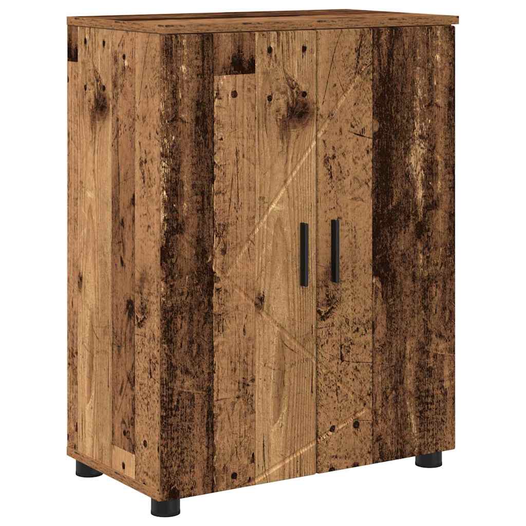 Badezimmermöbel-Set mit Tür 4 pcs Altholz Sperrholz und Metall