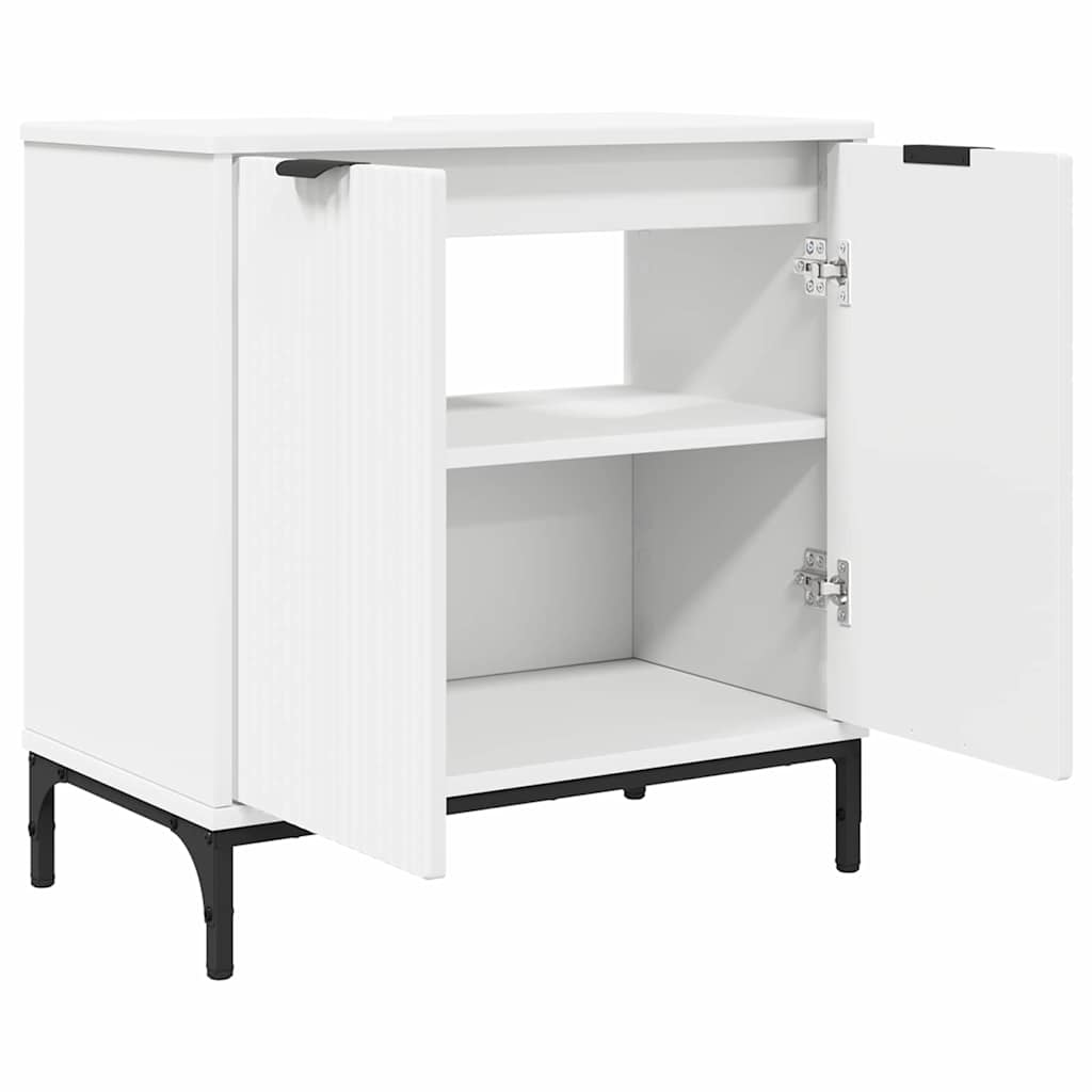 Badezimmermöbel-Set mit Regal 2 pcs Weiß Sperrholz und Metall