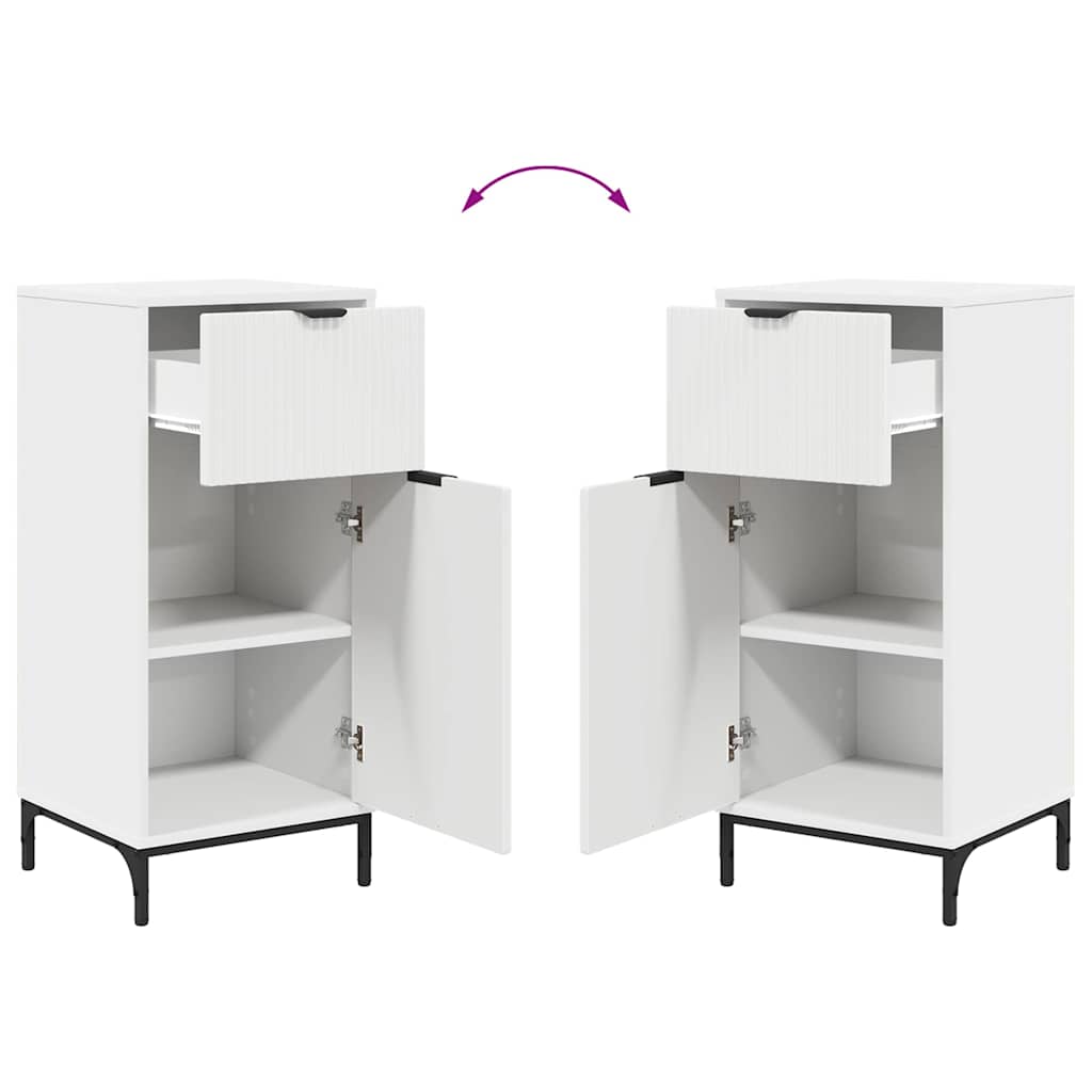 Badezimmermöbel-Set mit Regal 2 pcs Weiß Sperrholz und Metall