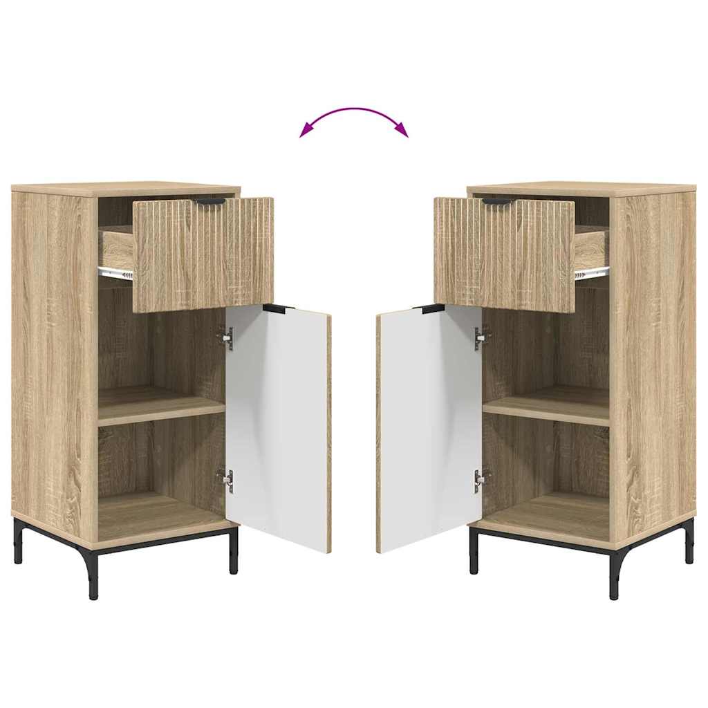 Badezimmermöbel-Set 2 pcs Sonoma-Eiche Sperrholz und Metall
