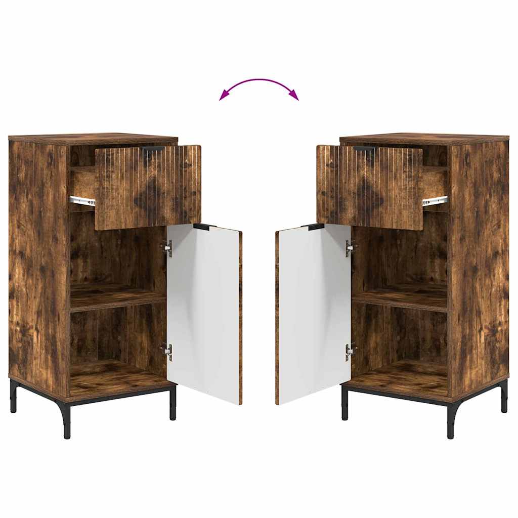 Badezimmermöbel-Set mit Schubladen 2 pcs Geräucherte Eiche