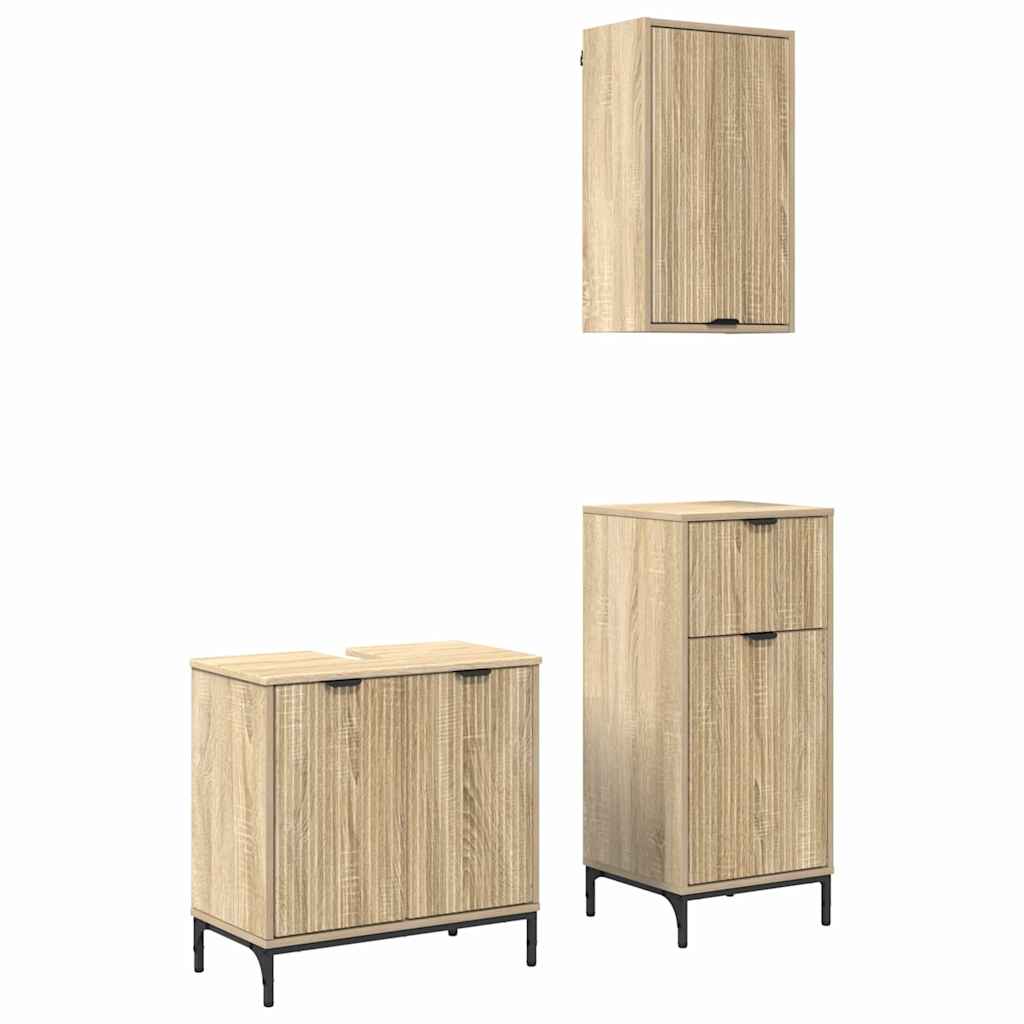 Badezimmermöbel Set mit Regal 3 pcs Sonoma-Eiche Holzwerkstoff