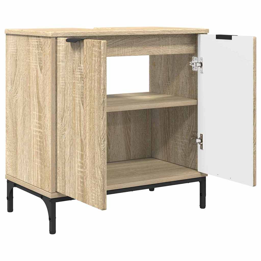 Badezimmermöbel Set mit Regal 3 pcs Sonoma-Eiche Holzwerkstoff