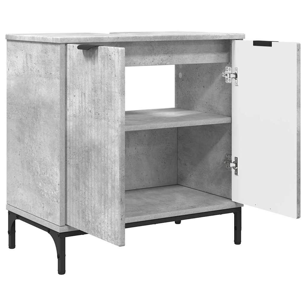 Badezimmermöbel Set mit Regal 3 pcs Betongrau Holzwerkstoff