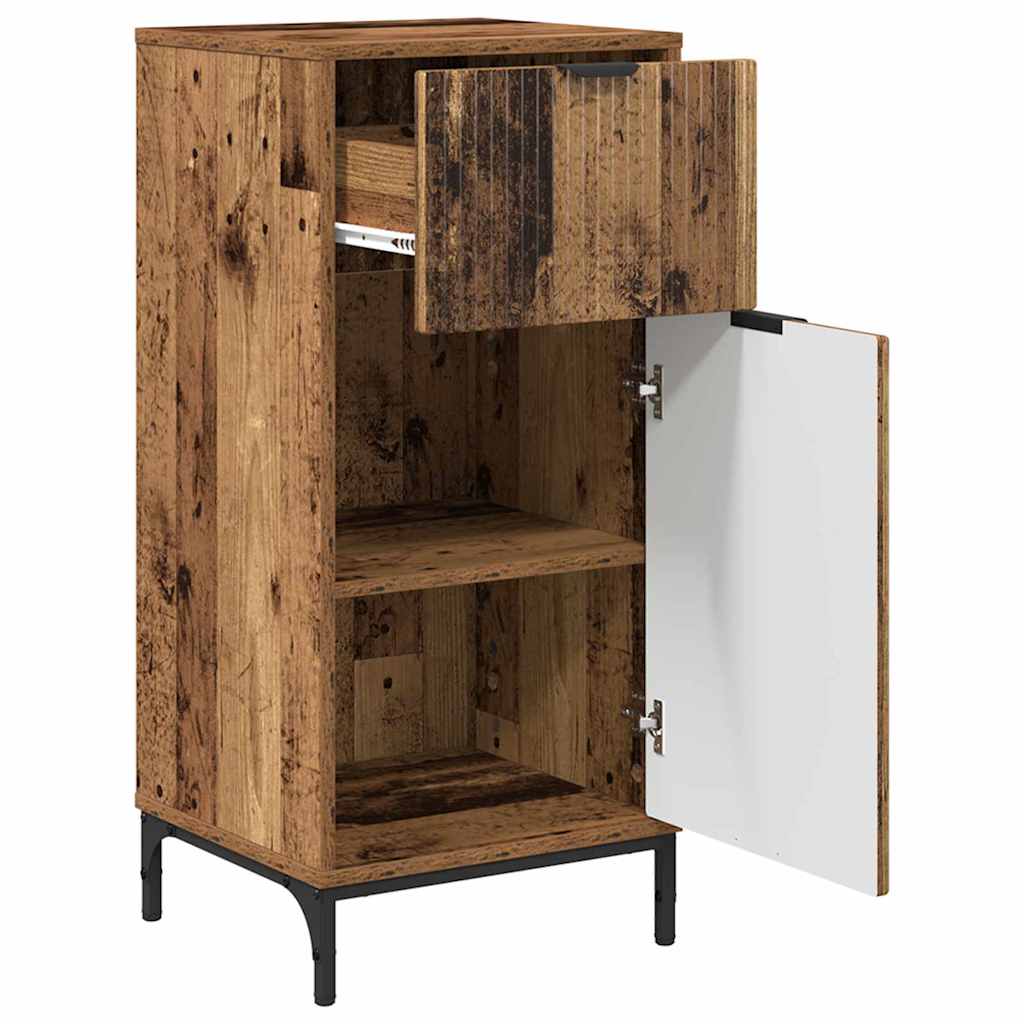 Badezimmermöbel-Set mit Tür 3 pcs Altholz Sperrholz und Metall