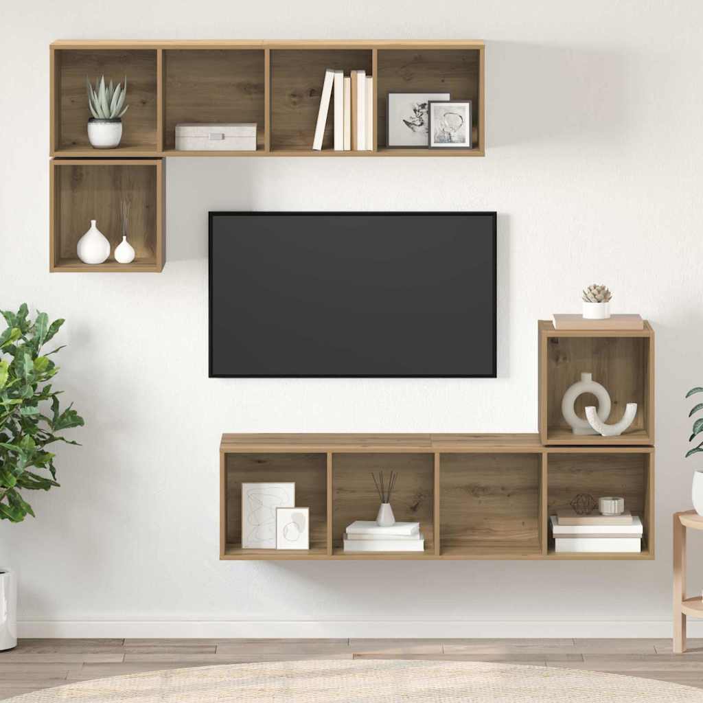TV-Schrankset Wandmontiert 4 pcs Artisan-Eiche Holzwerkstoff