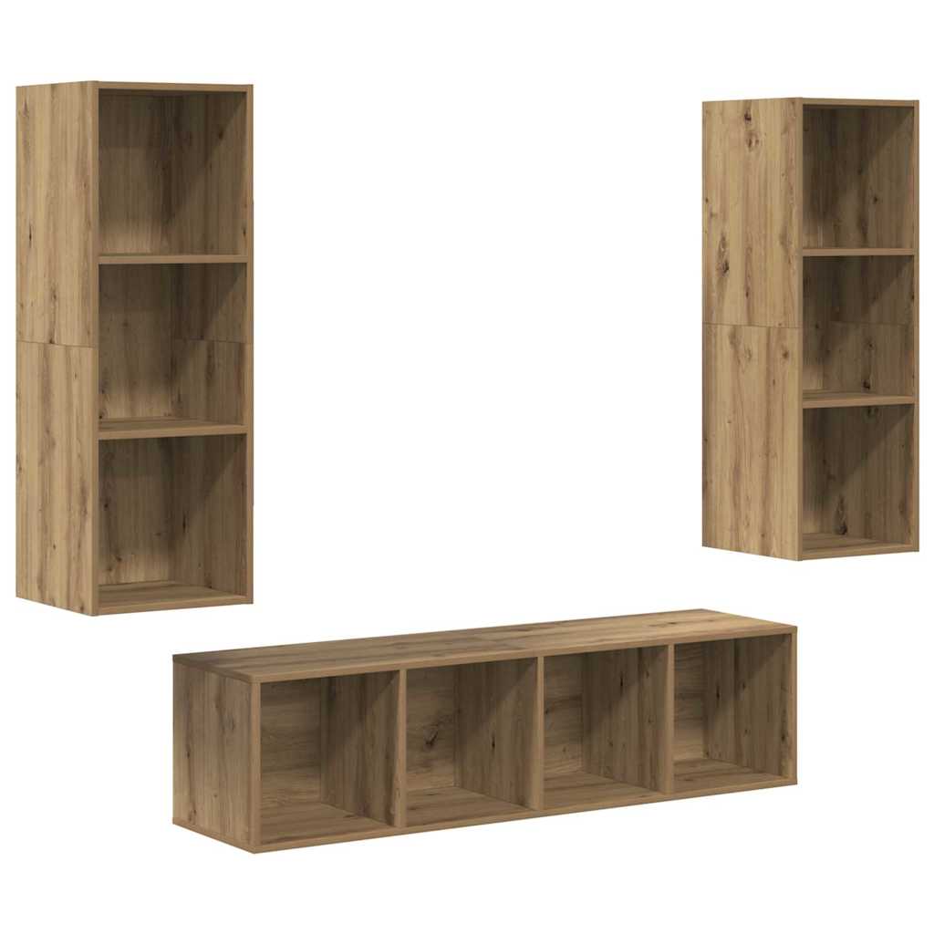 TV-Schrankset Wandmontiert 3 pcs Artisan-Eiche Holzwerkstoff