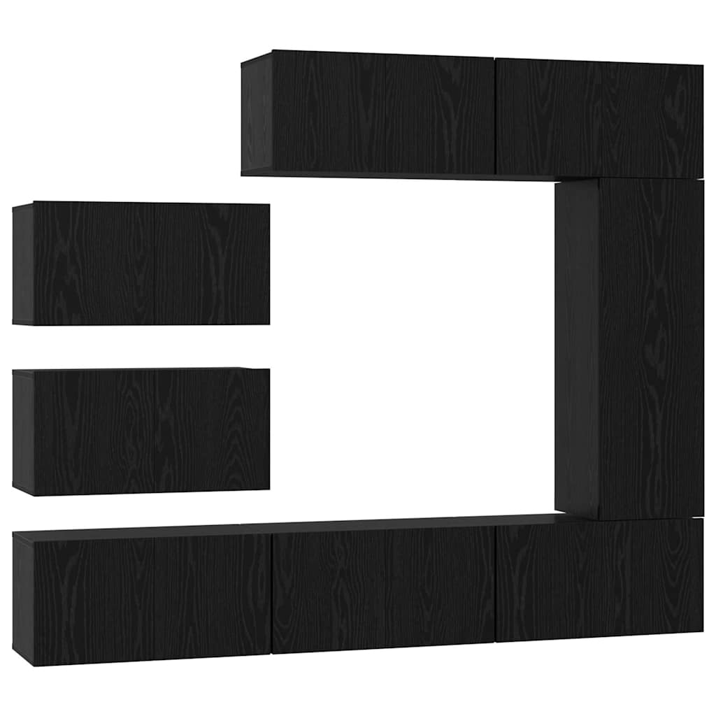 TV-Schrankset 8 pcs Schwarz Eichen-Optik Holzwerkstoff