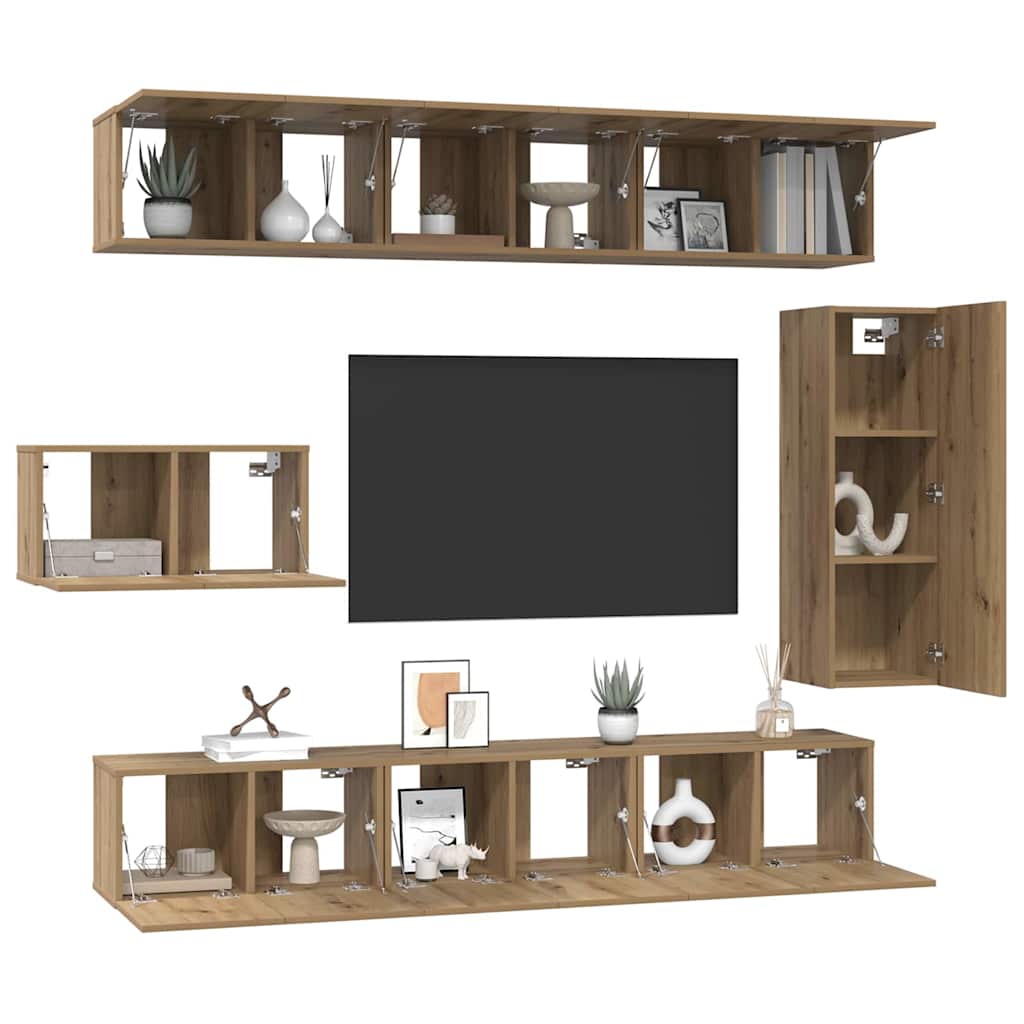 TV-Schrankset Wandmontiert 8 pcs Artisan-Eiche Holzwerkstoff