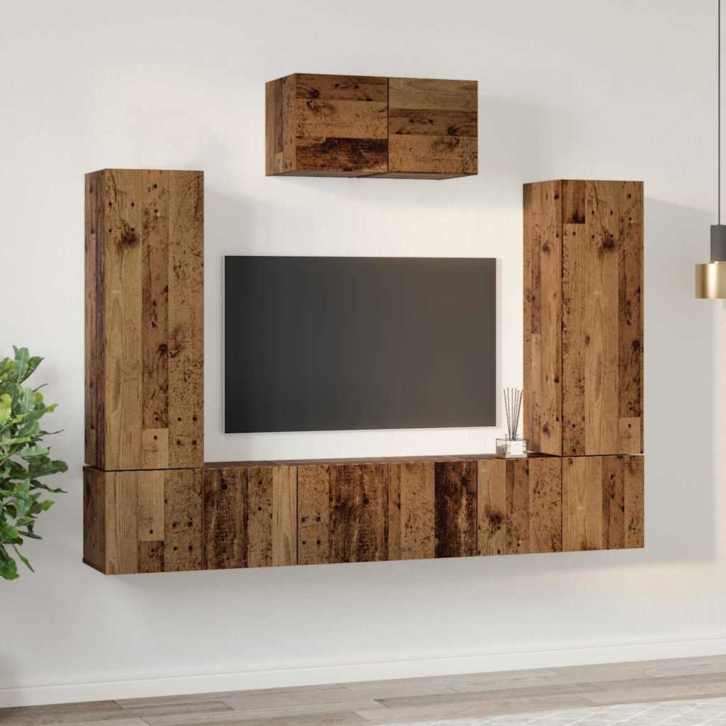 TV-Schrankset Wandmontiert 7 pcs Altholz Holzwerkstoff