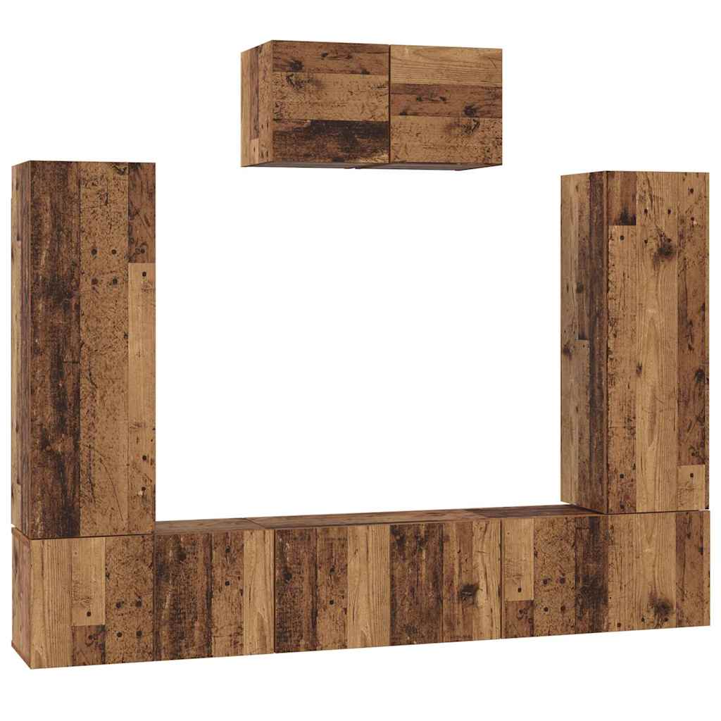TV-Schrankset Wandmontiert 7 pcs Altholz Holzwerkstoff