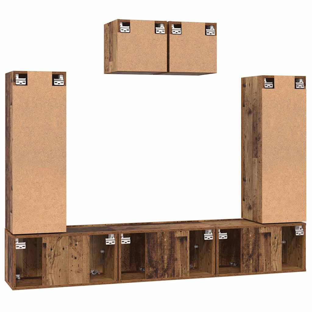 TV-Schrankset Wandmontiert 7 pcs Altholz Holzwerkstoff