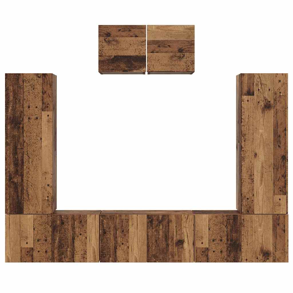 TV-Schrankset Wandmontiert 7 pcs Altholz Holzwerkstoff