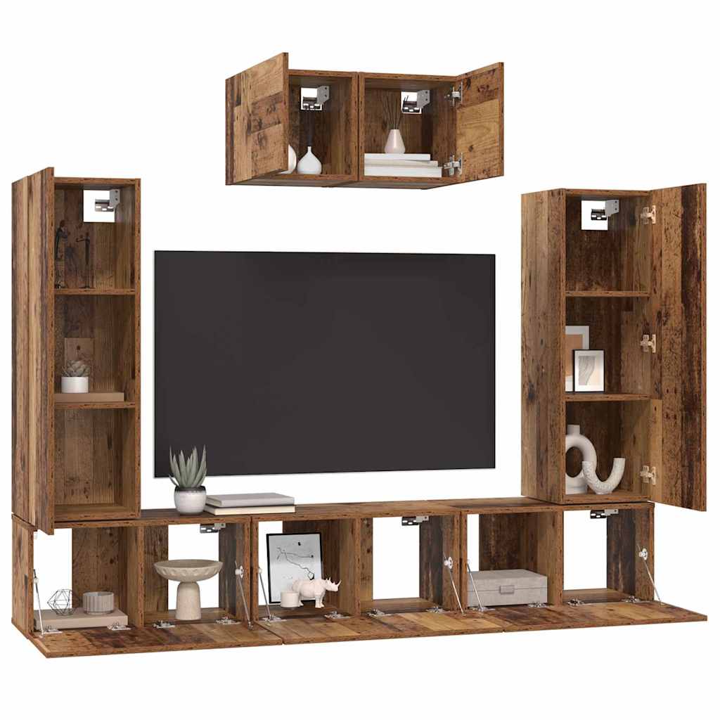 TV-Schrankset Wandmontiert 7 pcs Altholz Holzwerkstoff