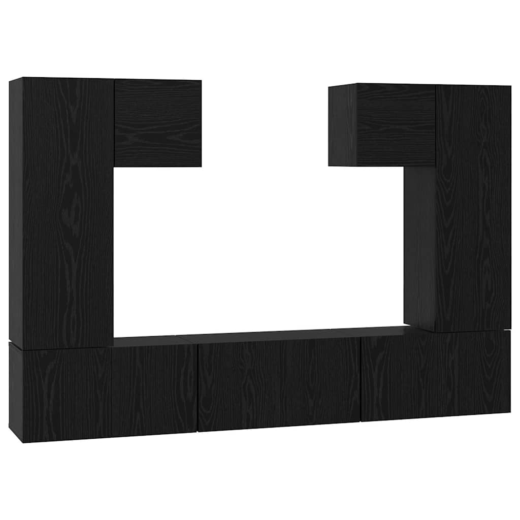 TV-Schrankset 7 pcs Schwarz Eichen-Optik Holzwerkstoff