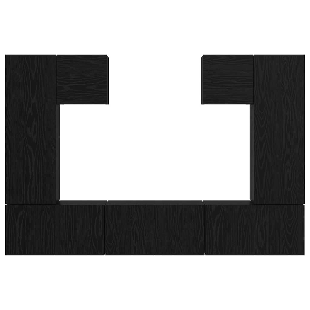 TV-Schrankset 7 pcs Schwarz Eichen-Optik Holzwerkstoff