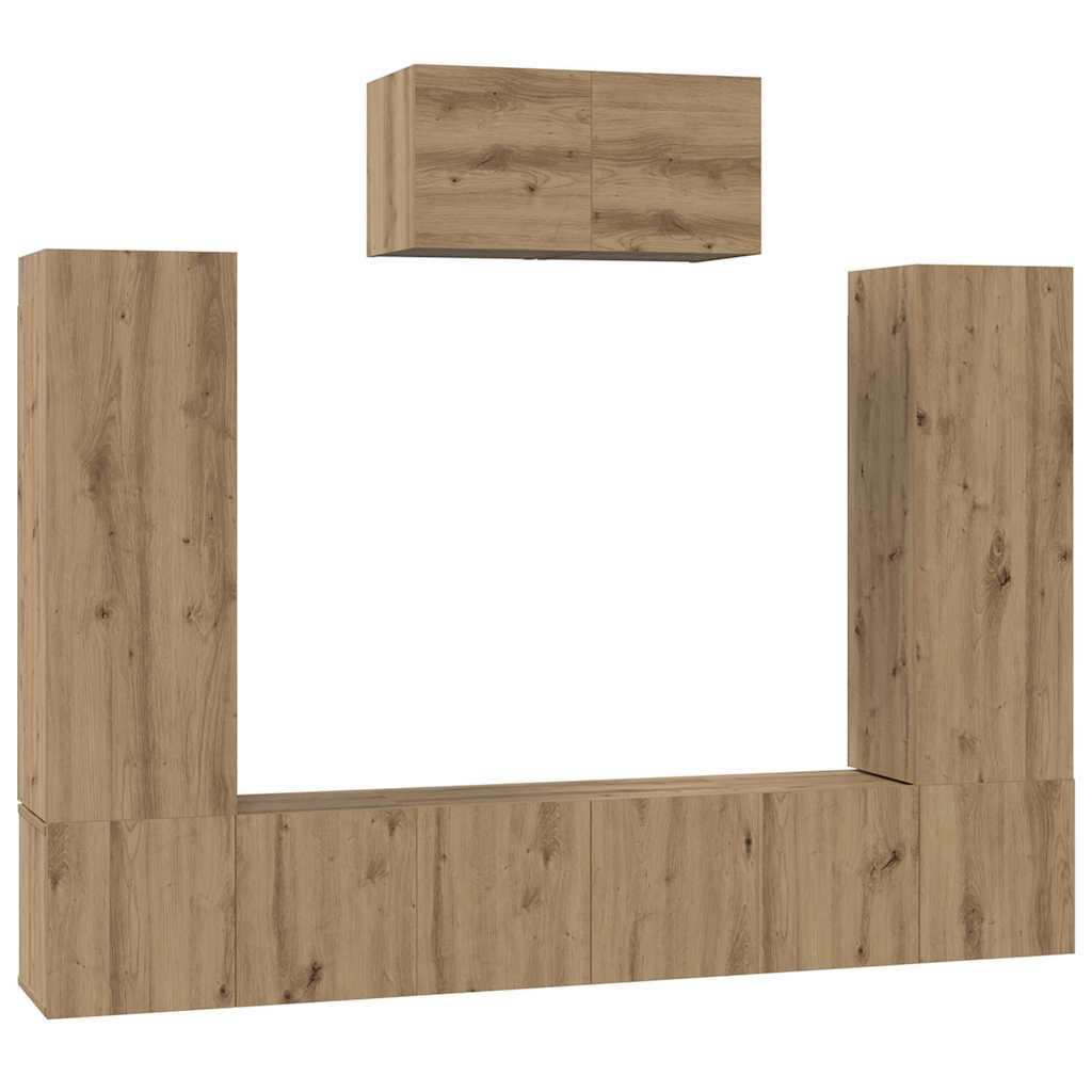 TV-Schrankset Wandmontiert 7 pcs Artisan-Eiche Holzwerkstoff