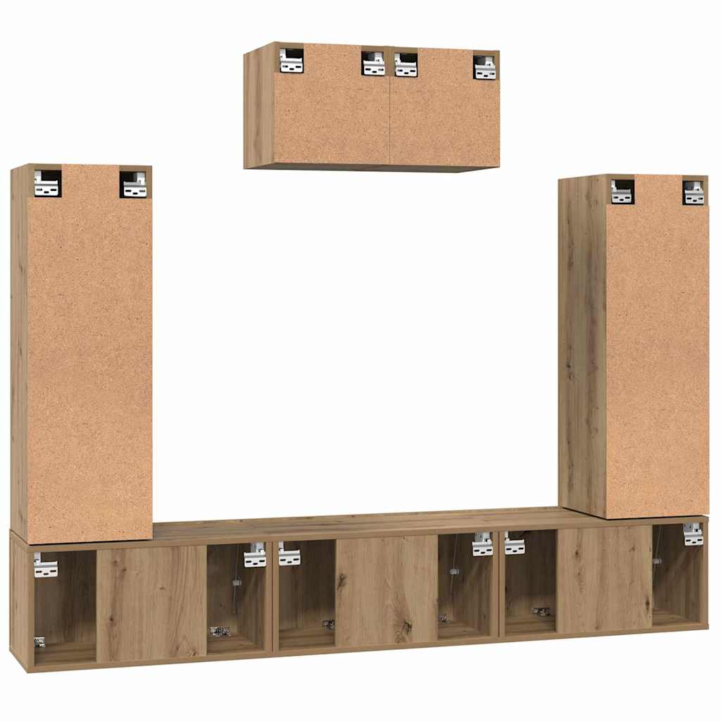 TV-Schrankset Wandmontiert 7 pcs Artisan-Eiche Holzwerkstoff