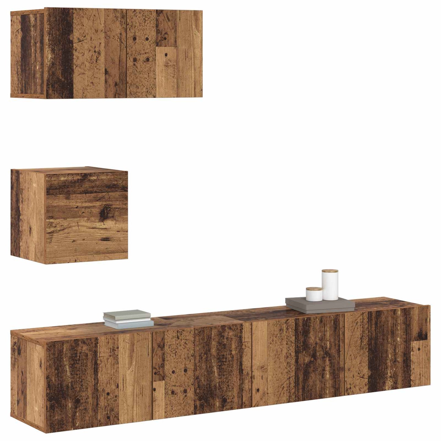 TV-Schrankset Wandmontiert 3 pcs Altholz Holzwerkstoff