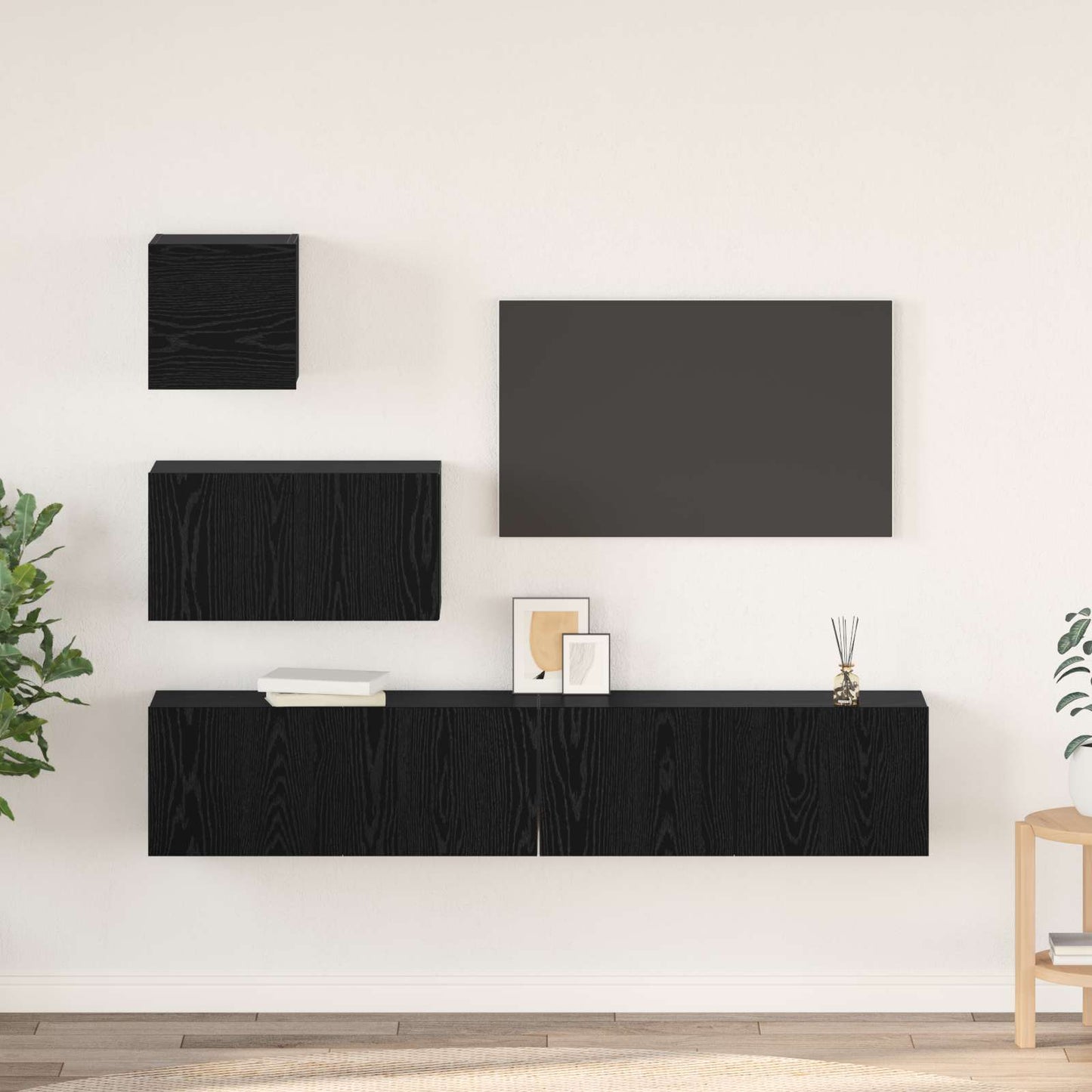 TV-Schrankset 3 pcs Schwarz Eichen-Optik Holzwerkstoff