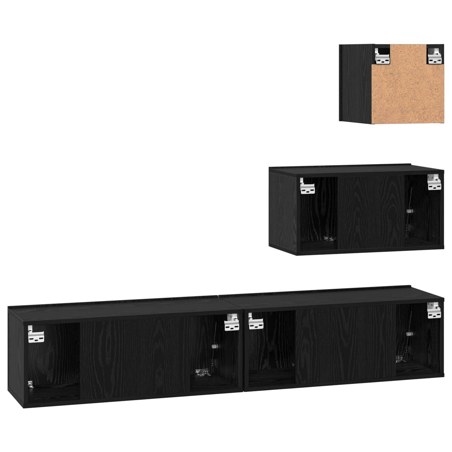 TV-Schrankset 3 pcs Schwarz Eichen-Optik Holzwerkstoff