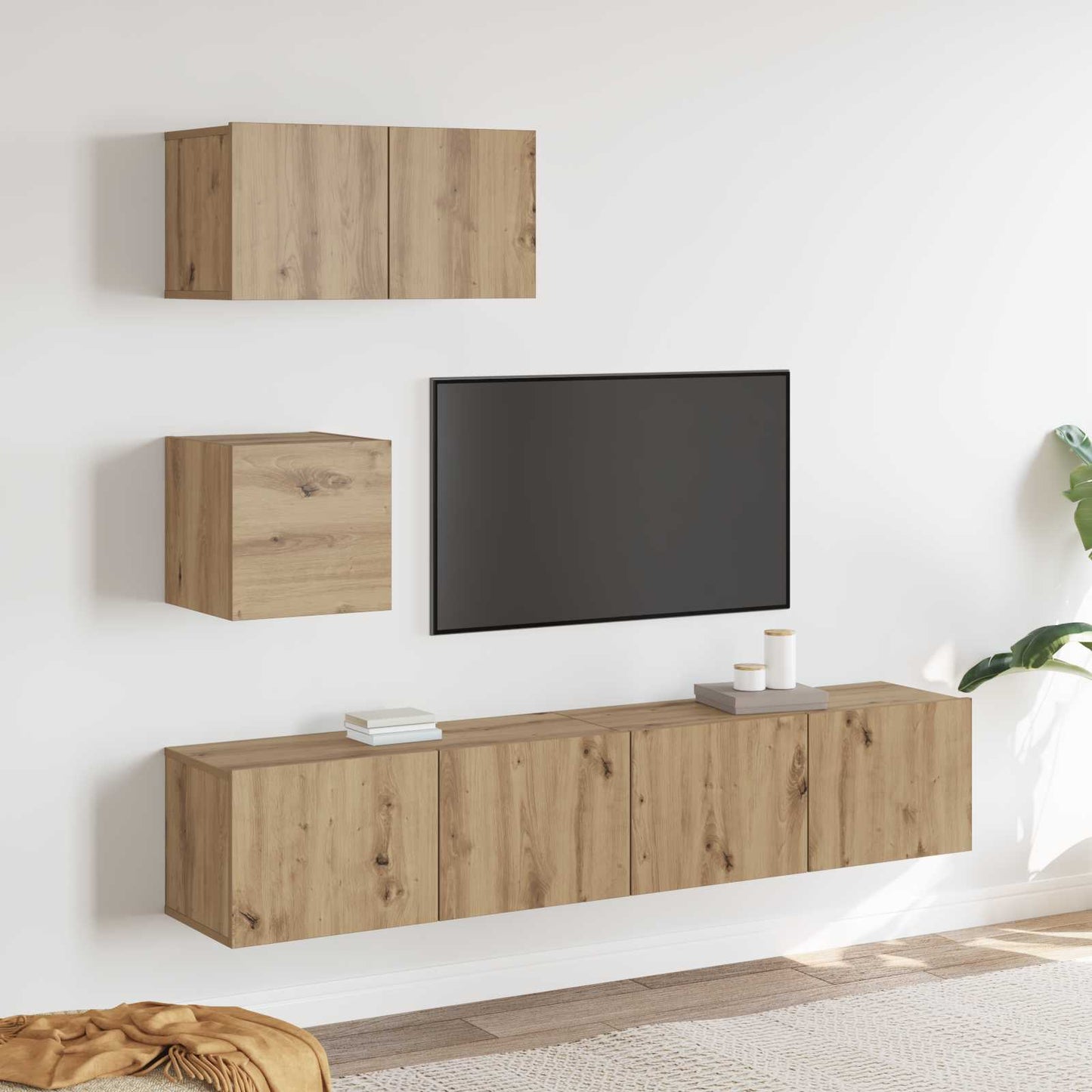 TV-Schrankset Wandmontiert 3 pcs Artisan-Eiche Holzwerkstoff