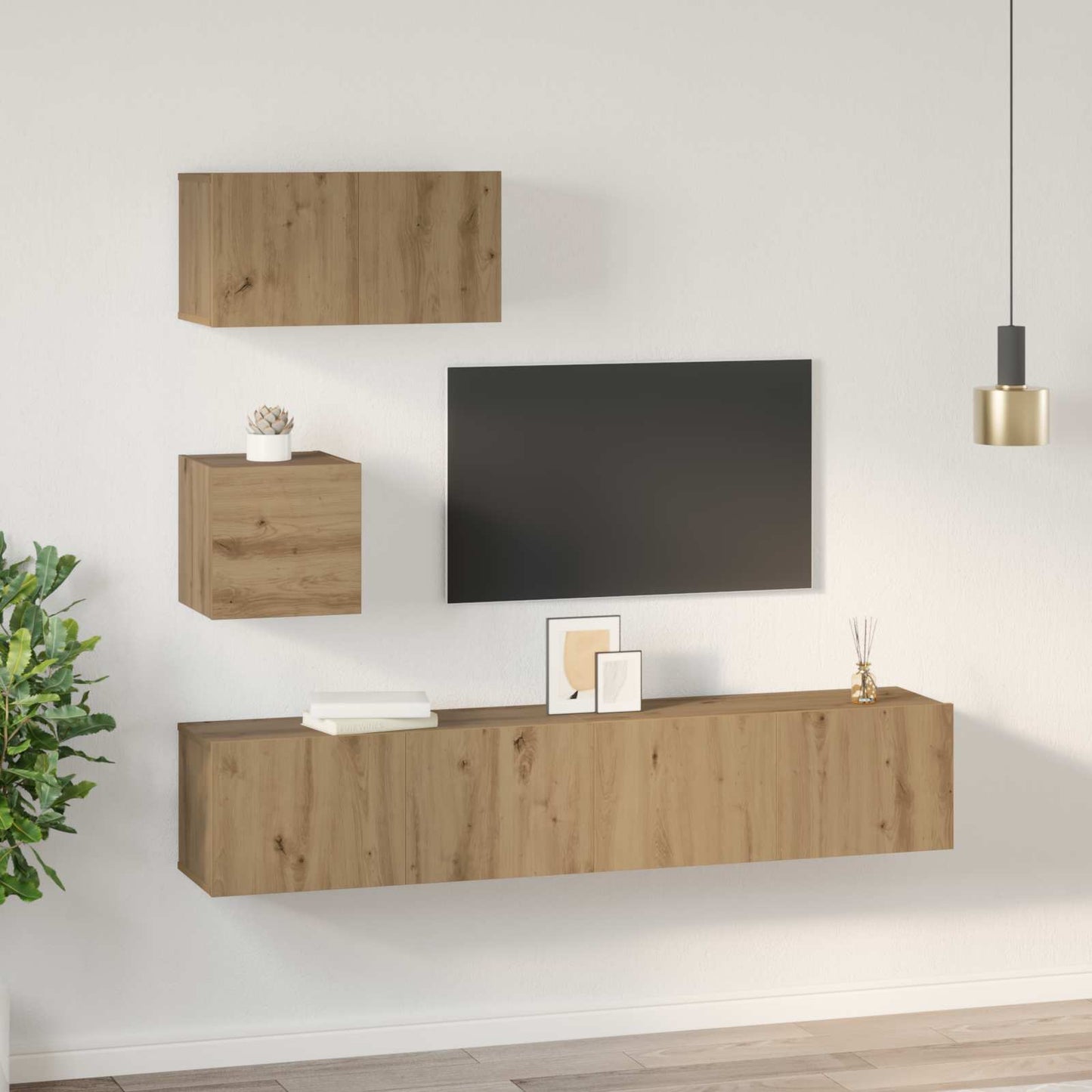 TV-Schrankset Wandmontiert 3 pcs Artisan-Eiche Holzwerkstoff