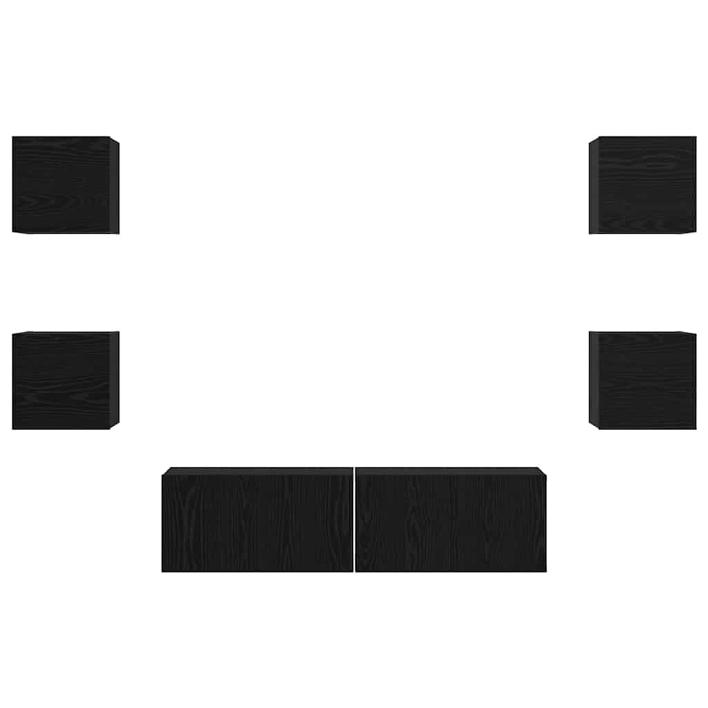 TV-Schrankset 6 pcs Schwarz Eichen-Optik Holzwerkstoff