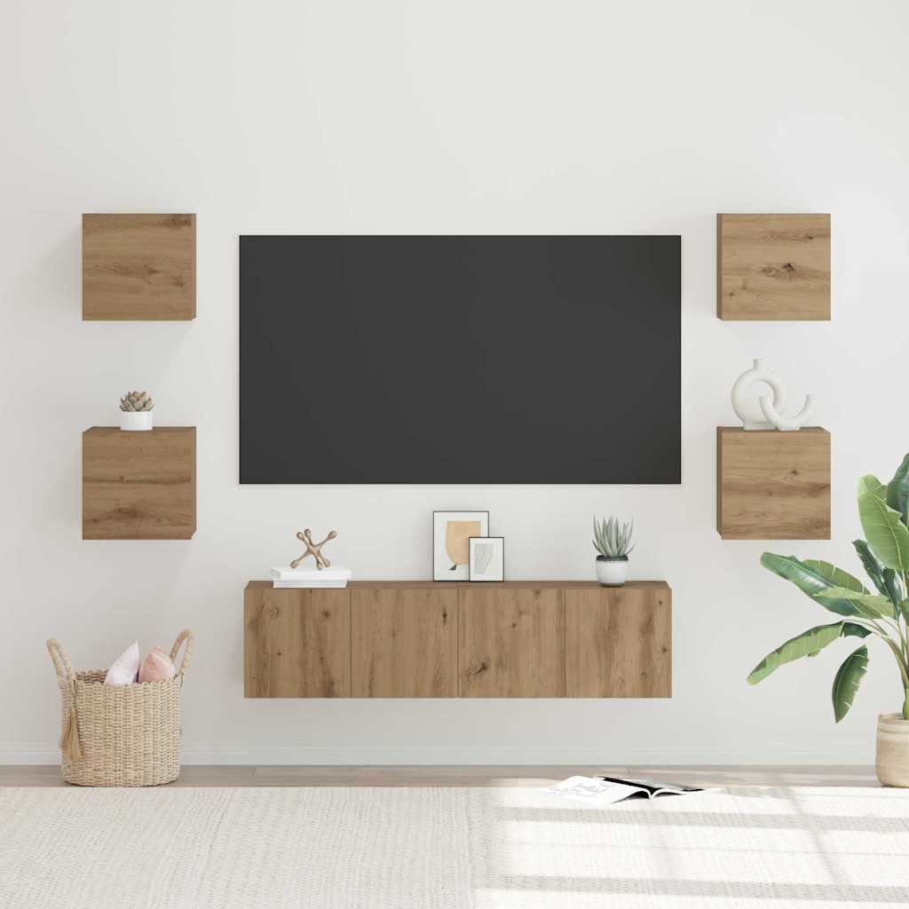 TV-Schrankset Wandmontiert 6 pcs Artisan-Eiche Holzwerkstoff
