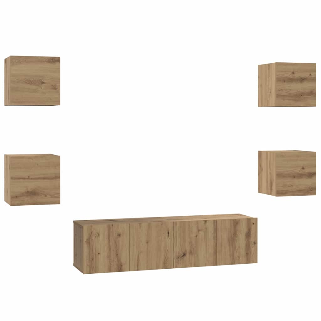 TV-Schrankset Wandmontiert 6 pcs Artisan-Eiche Holzwerkstoff